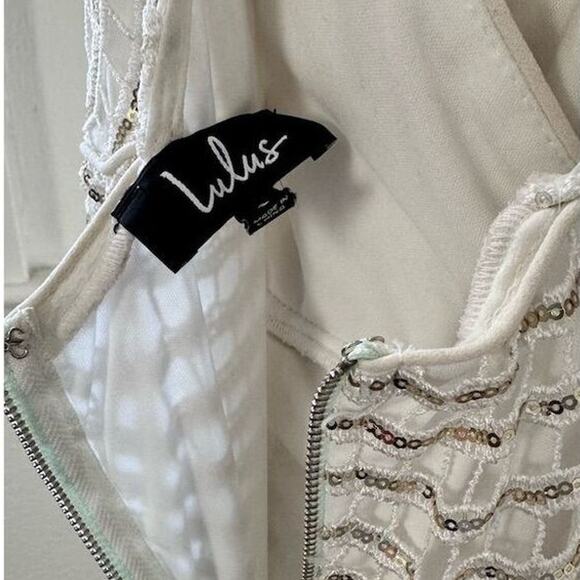 Lulus Bridal Yolanda White Sequin Sleeveless Maxi Dress Size S Sleeveless Formal - Picture 8 of 9